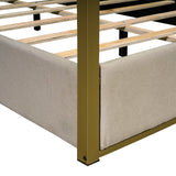 Queen Size Upholstery Canopy Platform Bed-Bedroom-Parc Decor