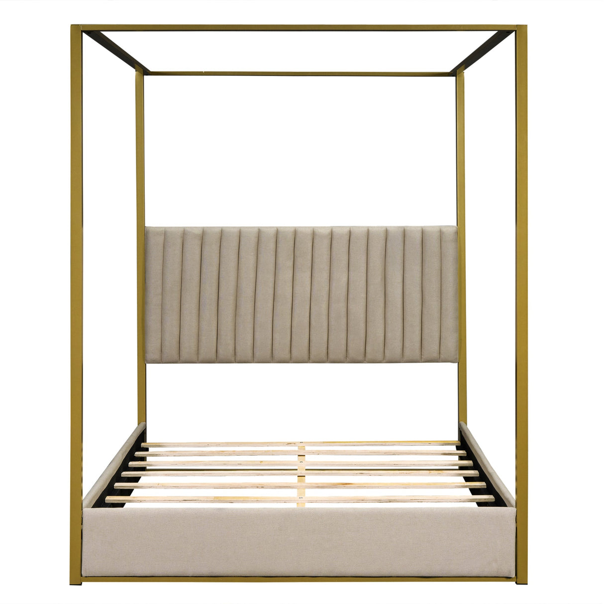 Queen Size Upholstery Canopy Platform Bed-Bedroom-Parc Decor