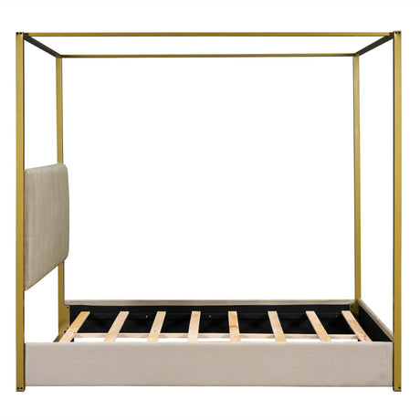 Queen Size Upholstery Canopy Platform Bed-Bedroom-Parc Decor