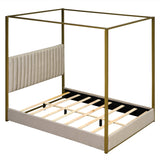 Queen Size Upholstery Canopy Platform Bed-Bedroom-Parc Decor