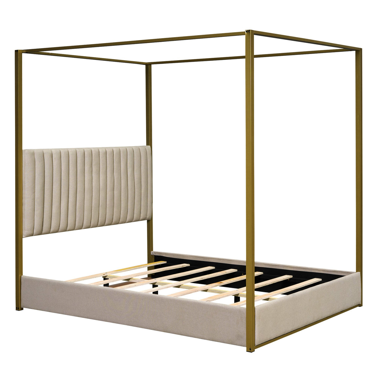 Queen Size Upholstery Canopy Platform Bed-Bedroom-Parc Decor