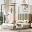 Queen Size Upholstery Canopy Platform Bed-Bedroom-Parc Decor