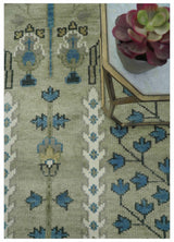 Quick Ship 6x9 Tree of life Beige And Blue Wool Rug