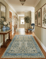 Quick Ship 6x9 Tree of life Beige And Blue Wool Rug