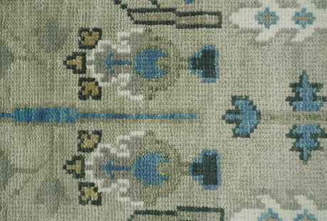 Quick Ship 6x9 Tree of life Beige And Blue Wool Rug