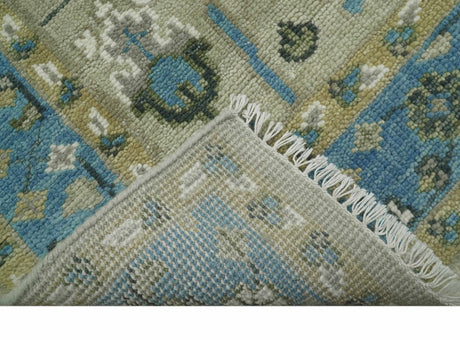 Quick Ship 6x9 Tree of life Beige And Blue Wool Rug