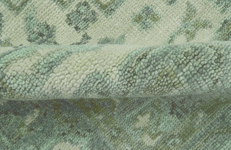 Quick Ship 7x10 Traditional Green And Gray Hand Knotted Wool Rug