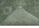 Quick Ship 7x10 Traditional Green And Gray Hand Knotted Wool Rug