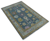 Quick Ship Hand Knotted 4x6 Charcoal And Brown Wool Rug