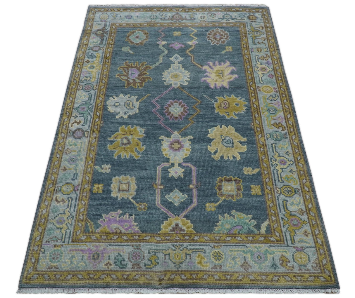 Quick Ship Hand Knotted 4x6 Charcoal And Brown Wool Rug