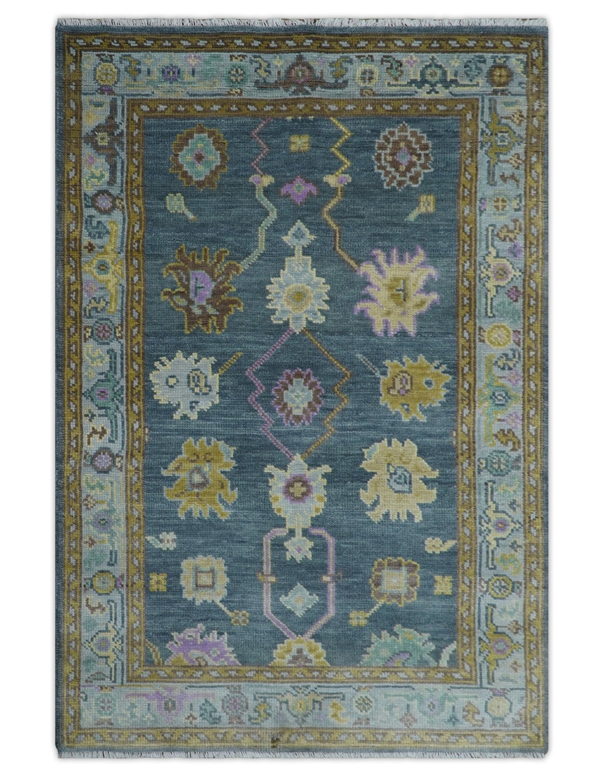 Quick Ship Hand Knotted 4x6 Charcoal And Brown Wool Rug