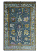 Quick Ship Hand Knotted 4x6 Charcoal And Brown Wool Rug