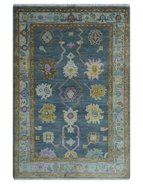 Quick Ship Hand Knotted 4x6 Charcoal And Brown Wool Rug