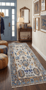 Quick Ship Oversize 4x10 Runner Ivory And Gray Hand Knotted Wool Rug