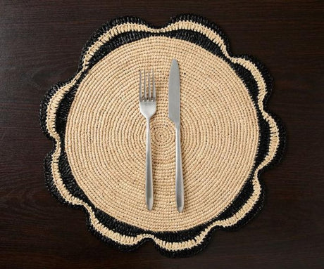 Raffia Woven Placemat - Handmade Raffia Table Mats, Eco-Friendly Natural Fiber Decor, Perfect for Garden Party & Dining Table-table tops-Parc Decor