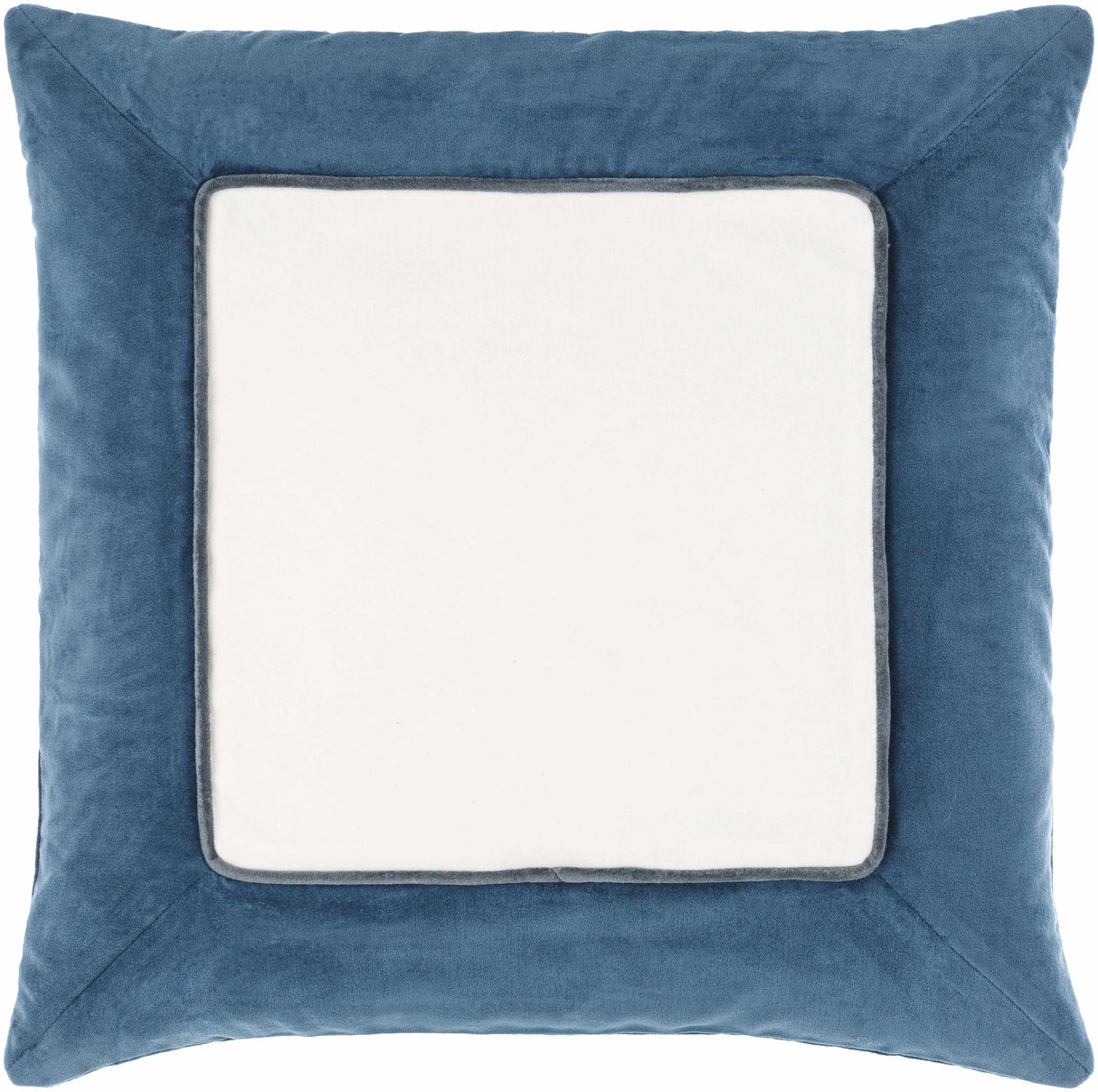 Rahiq Blue Border Cotton Throw Pillow-Throw Pillows-Parc Decor