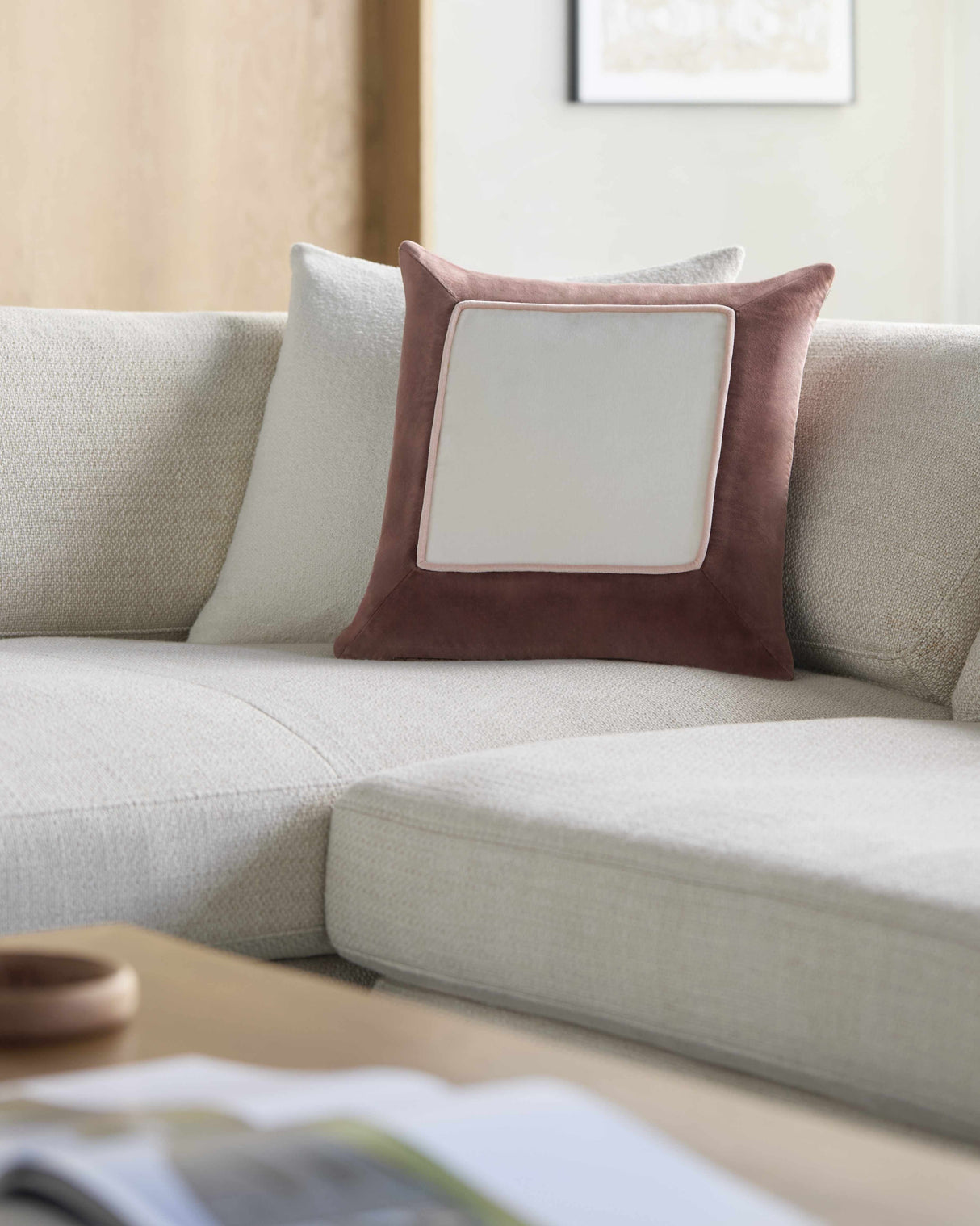 Rahiq Brick Red Border Cotton Throw Pillow-Throw Pillows-Parc Decor