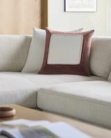 Rahiq Brick Red Border Cotton Throw Pillow-Throw Pillows-Parc Decor