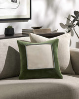 Rahiq Forest Green Border Cotton Throw Pillow-Throw Pillows-Parc Decor