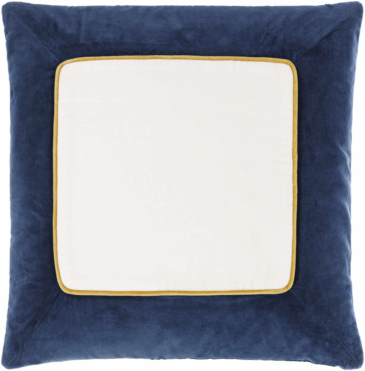 Rahiq Navy Blue Border Cotton Throw Pillow-Throw Pillows-Parc Decor