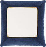 Rahiq Navy Blue Border Cotton Throw Pillow-Throw Pillows-Parc Decor