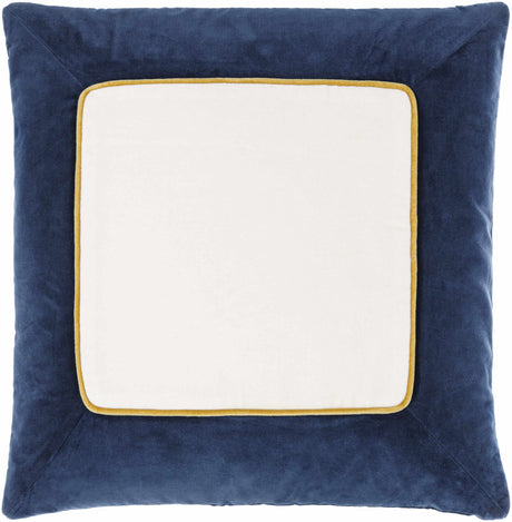 Rahiq Navy Blue Border Cotton Throw Pillow-Throw Pillows-Parc Decor