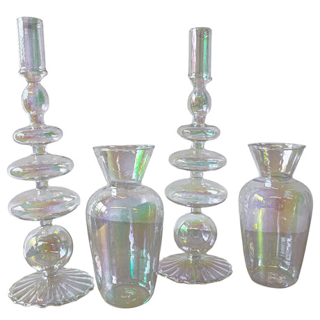 Rainbow Prism Glass Vases – Pair
