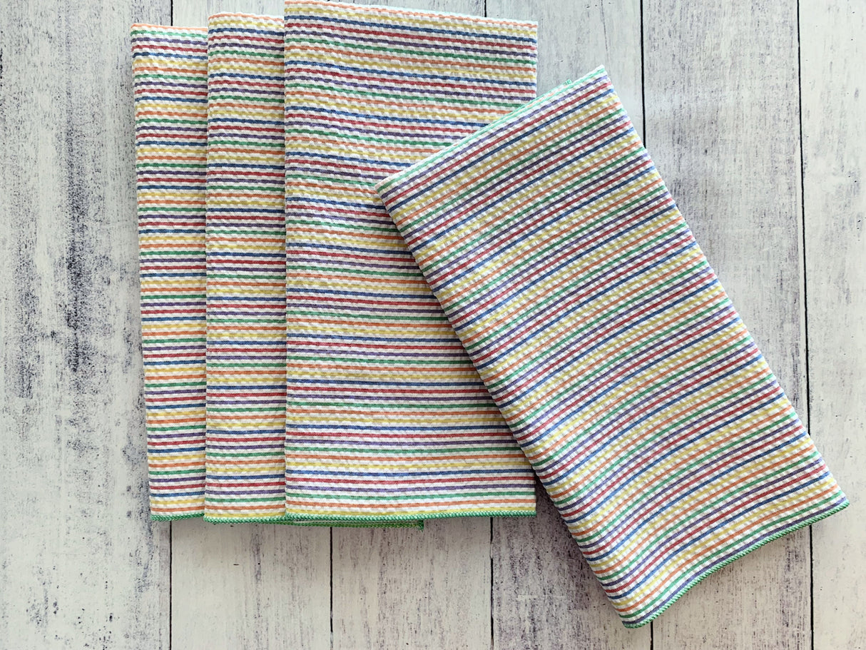 Rainbow Seersucker Cloth Napkins, set of four-Table Linens-Parc Decor