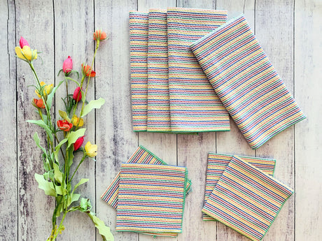 Rainbow Seersucker Cloth Napkins, set of four-Table Linens-Parc Decor
