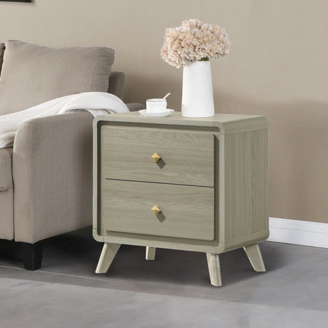 Rainier Modern 25" Gray Wood 2-Drawer Nightstand-床头柜-Parc Decor