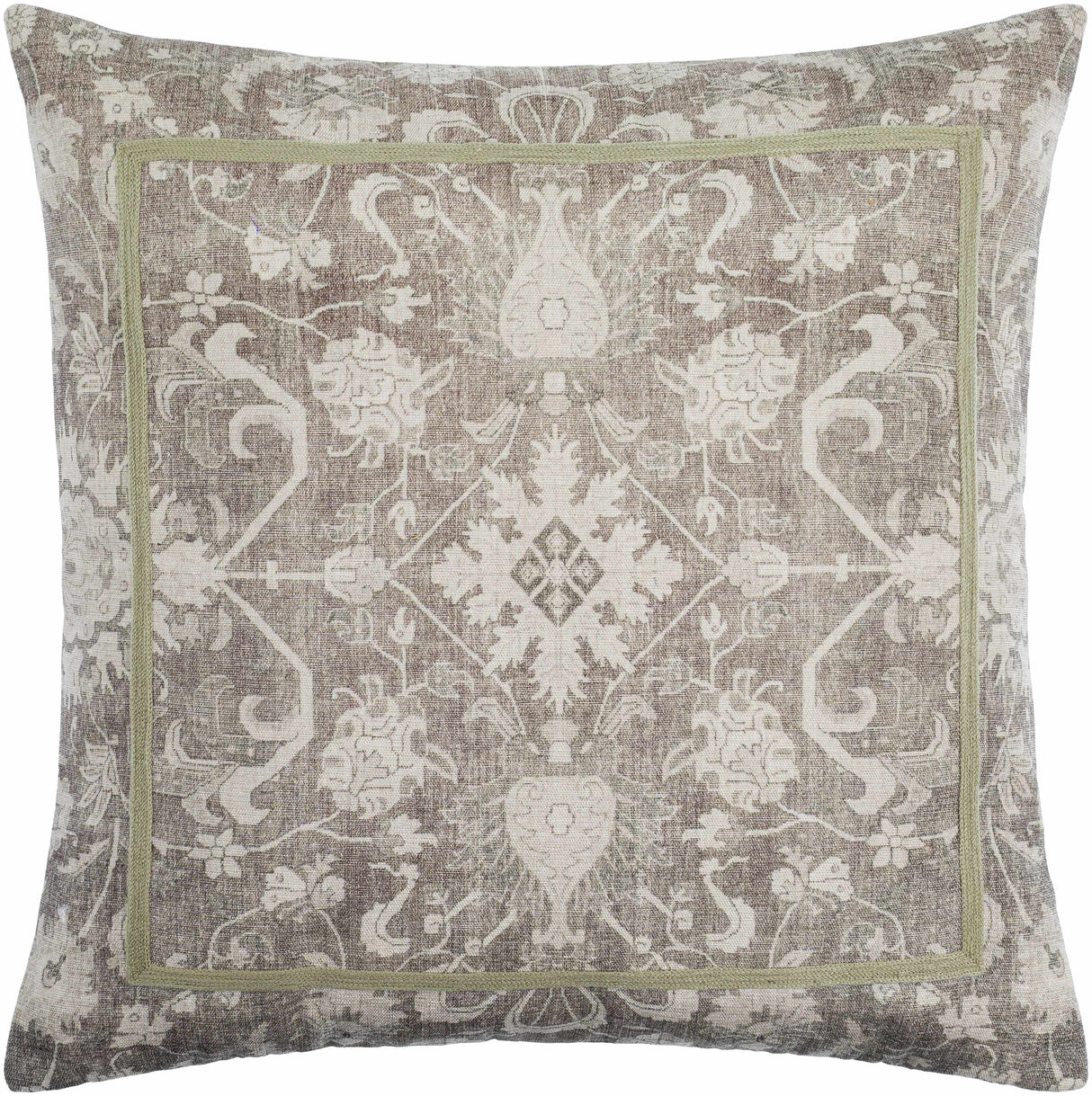 Raith Beige Ornamental Square Accent Pillow-Throw Pillows-Parc Decor