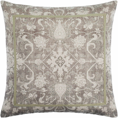 Raith Beige Ornamental Square Accent Pillow-Throw Pillows-Parc Decor