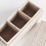 Rattan Desk Organizer with Lid and Compartments-Desk Organizer-Parc Decor