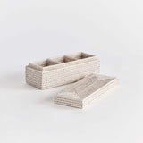 Rattan Desk Organizer with Lid and Compartments-Desk Organizer-Parc Decor