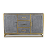 Raven Grey Mango Wood Dining Side board With Gold Iron