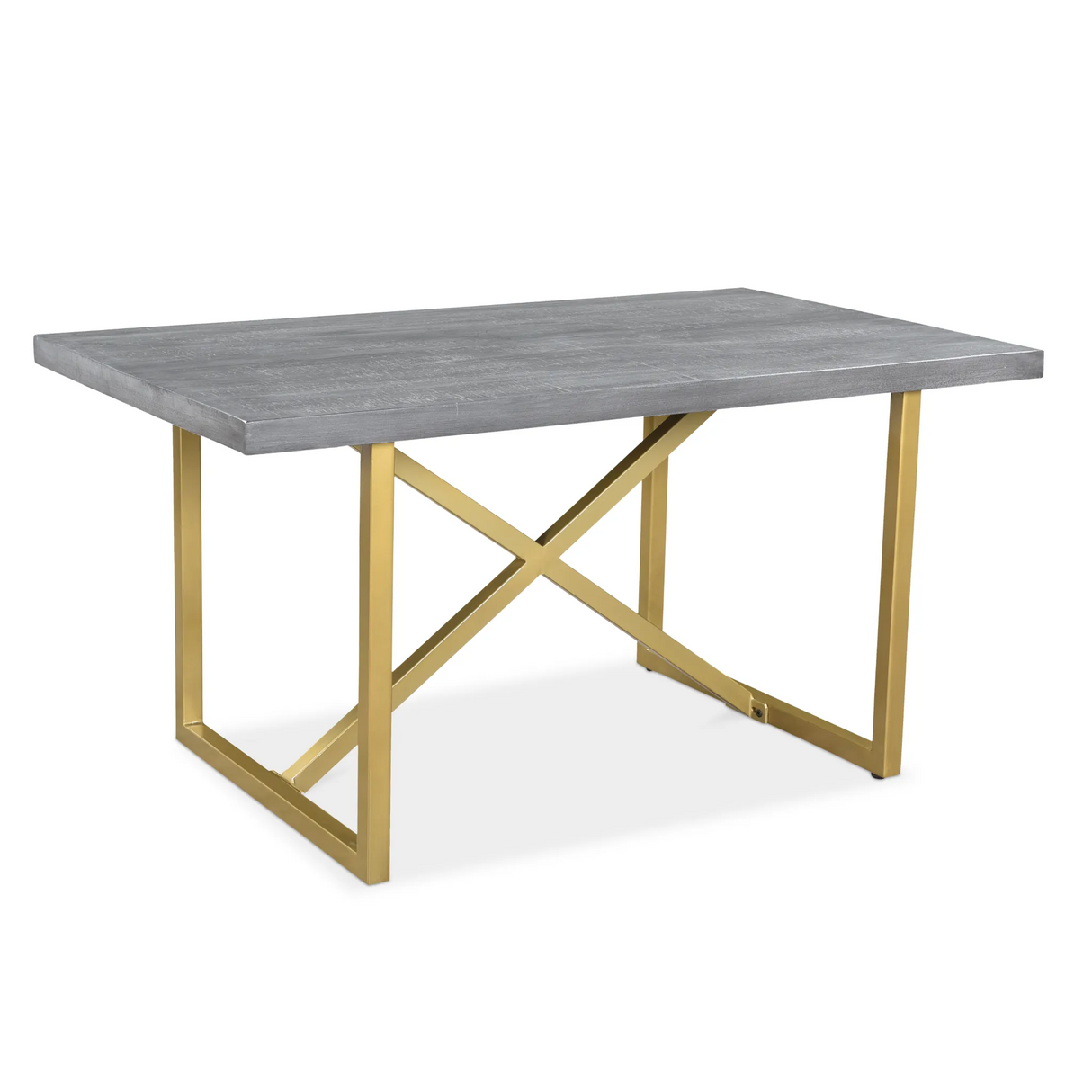 Raven Grey Mango Wood Dining Table With Gold Iron Legs-Dining Table-Parc Decor