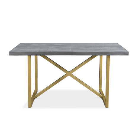 Raven Grey Mango Wood Dining Table With Gold Iron Legs-Dining Table-Parc Decor