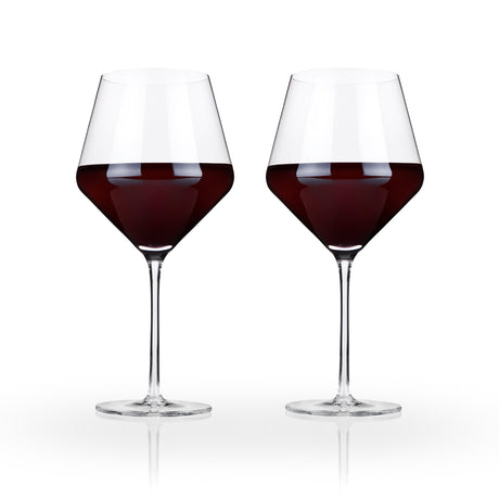 Raye Angled Crystal Burgundy Glasses Set of 2