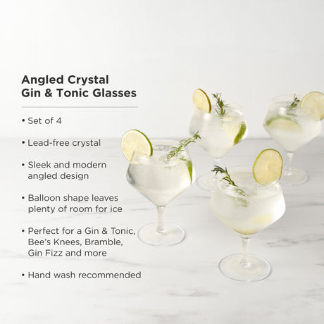 Raye Angled Crystal Gin & Tonic Glasses Set of 4
