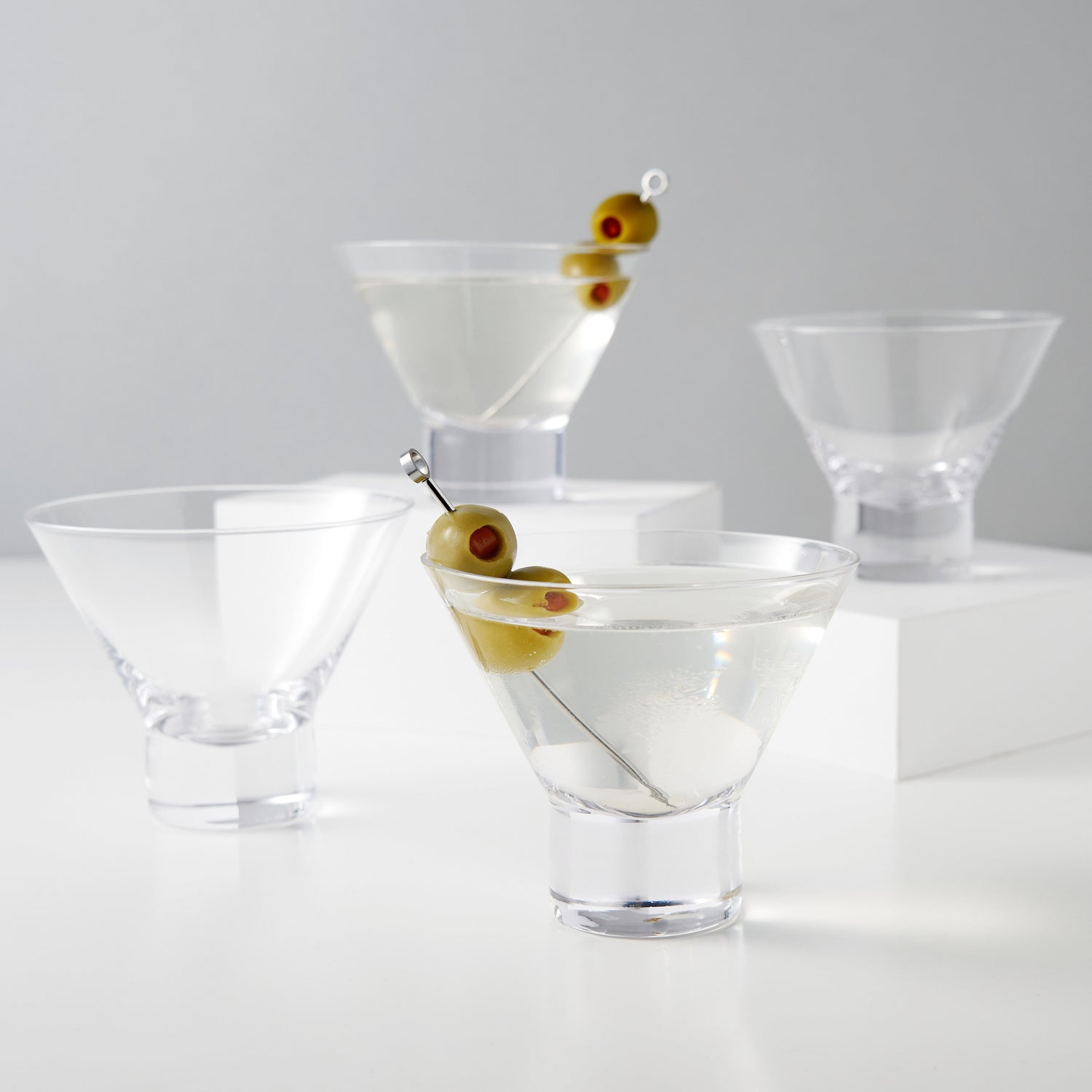 Raye Heavy Base Crystal Stemless Martini Glasses Set of 4-product_type::stemless_cocktail_glasses-Parc Decor