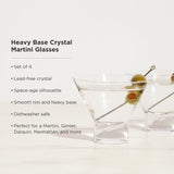 Raye Heavy Base Crystal Stemless Martini Glasses Set of 4-product_type::stemless_cocktail_glasses-Parc Decor