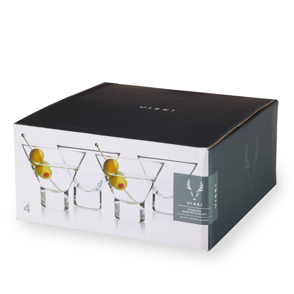 Raye Heavy Base Crystal Stemless Martini Glasses Set of 4-product_type::stemless_cocktail_glasses-Parc Decor