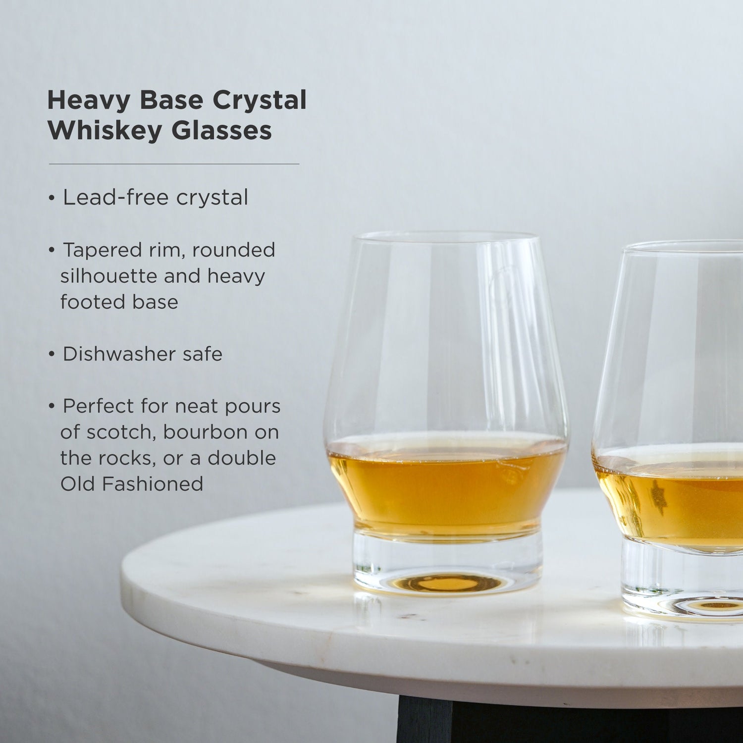 Raye Heavy Base Crystal Whiskey Glasses Set of 2-product_type::stemless_cocktail_glasses-Parc Decor