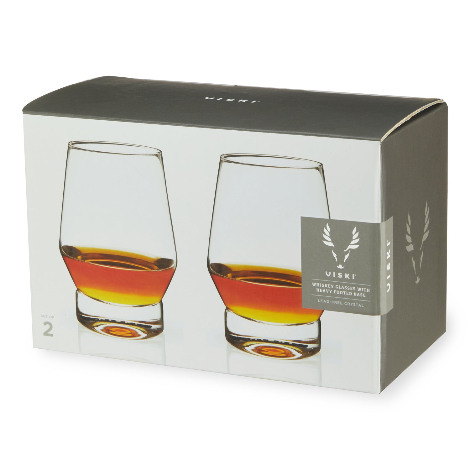 Raye Heavy Base Crystal Whiskey Glasses Set of 2-product_type::stemless_cocktail_glasses-Parc Decor