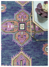Ready to Ship 7x9 Pink And Blue Hand Knotted Wool Rug