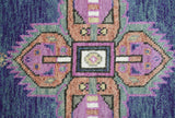 Ready to Ship 7x9 Pink And Blue Hand Knotted Wool Rug