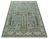 Ready to Ship Antique Moss Green and Ivory Hand Knotted Traditional Wool Area Rug