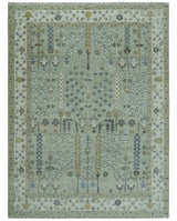 Ready to Ship Antique Moss Green and Ivory Hand Knotted Traditional Wool Area Rug