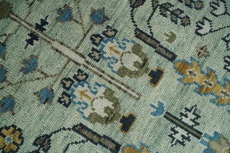 Ready to Ship Antique Moss Green and Ivory Hand Knotted Traditional Wool Area Rug