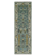 Ready to Ship Antique Moss Green and Ivory Hand Knotted Traditional Wool Area Rug